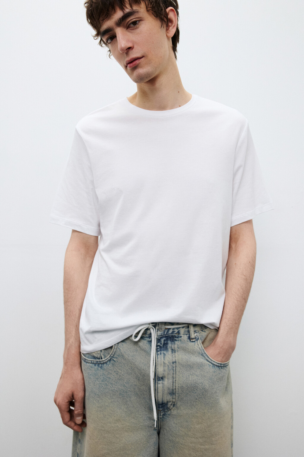 Футболка из легкого хлопкового трикотажа - цвет белый - 1