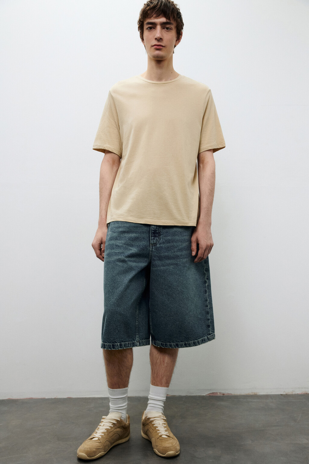 Футболка из легкого хлопкового трикотажа - цвет бежевый - 1