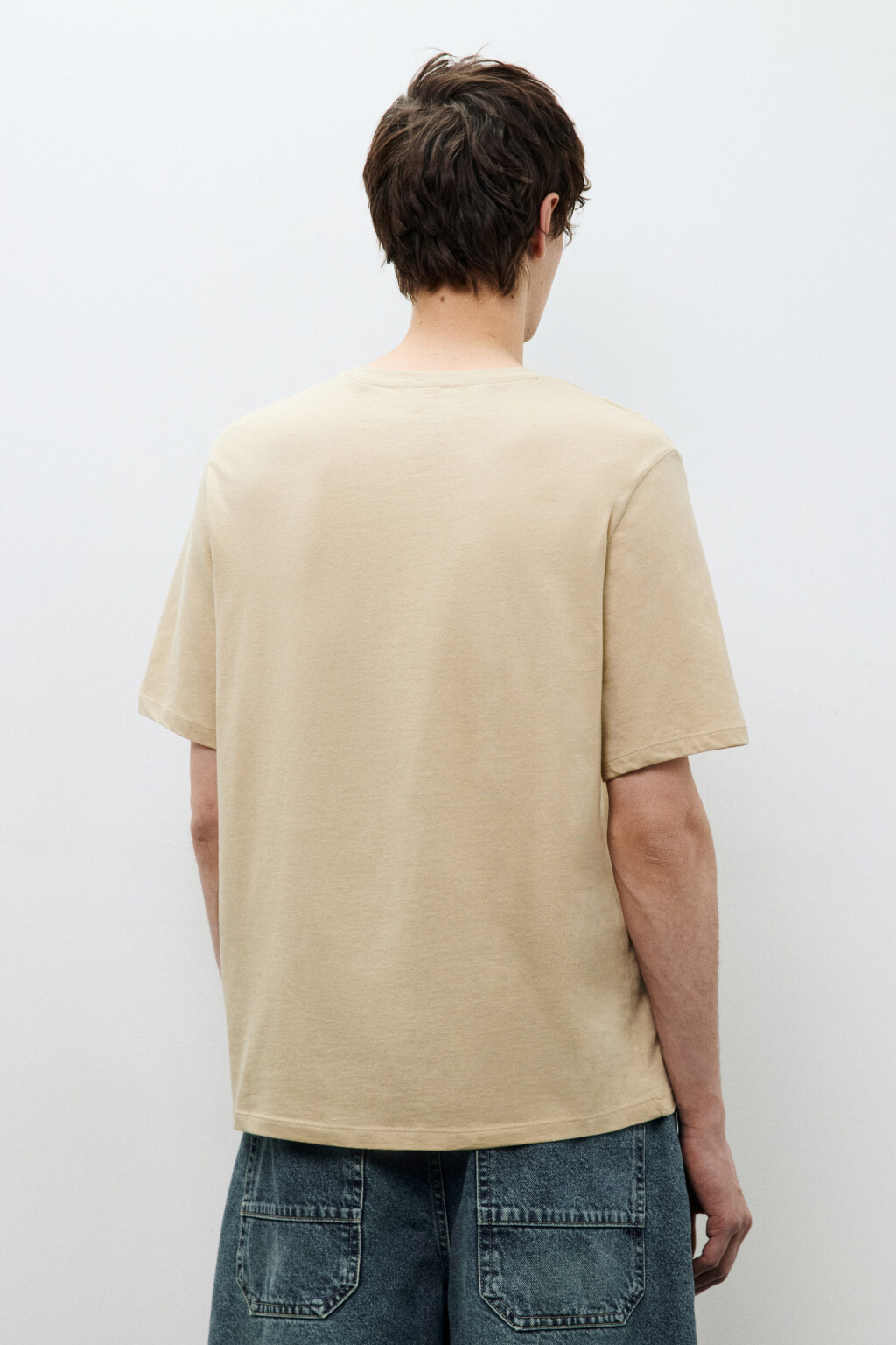 Футболка из легкого хлопкового трикотажа - цвет бежевый - 3