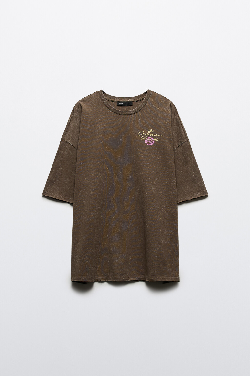 Футболка с принтом и открытыми срезами - цвет коричневый - 8