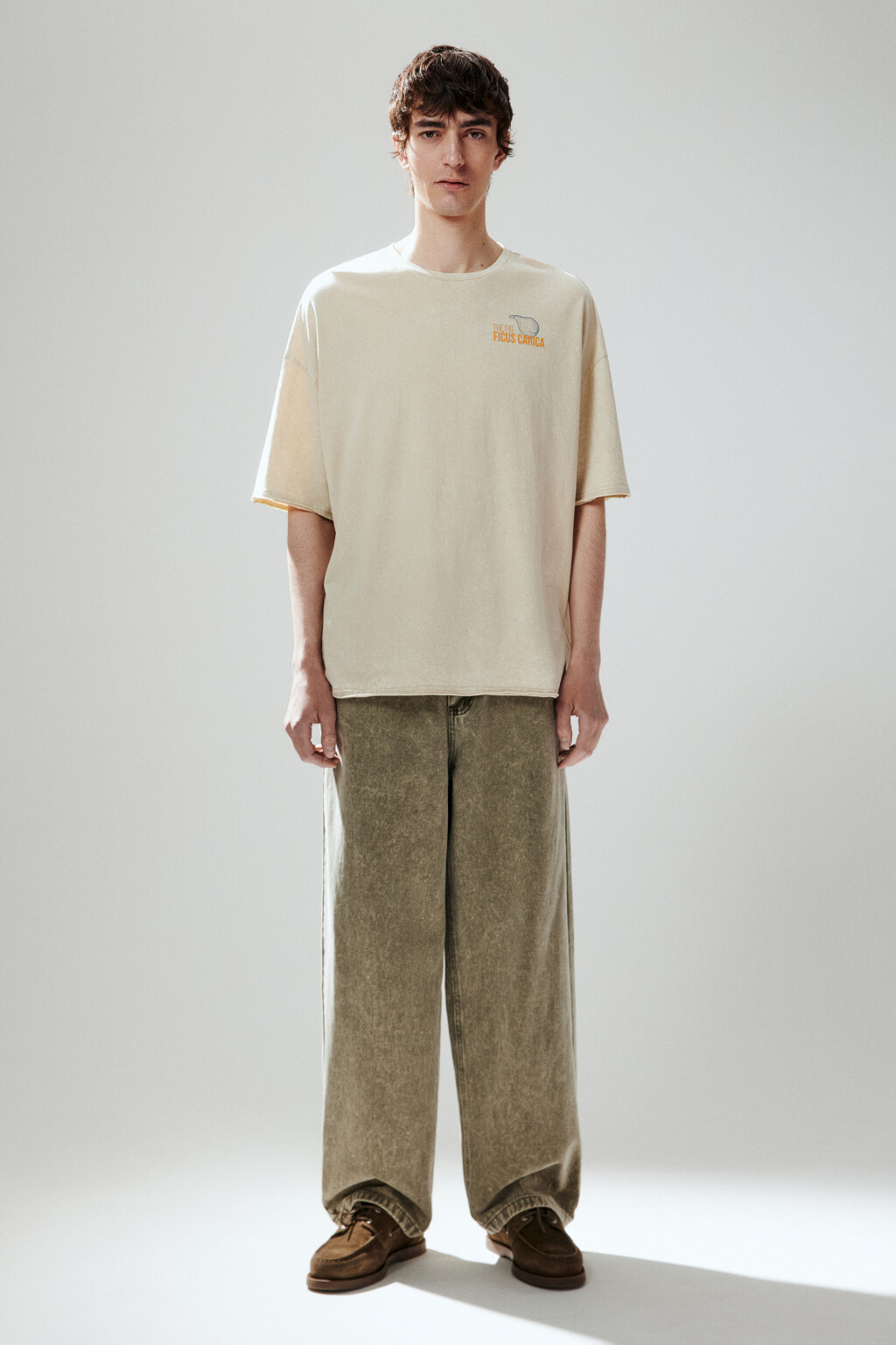 Футболка с принтом и открытыми срезами - цвет бежевый - 5