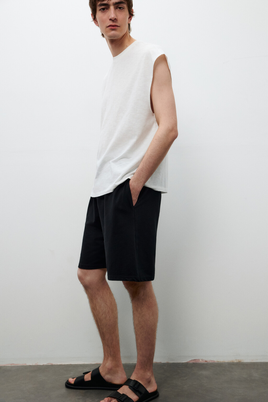 Футболка хлопковая без рукавов - цвет белый - 1