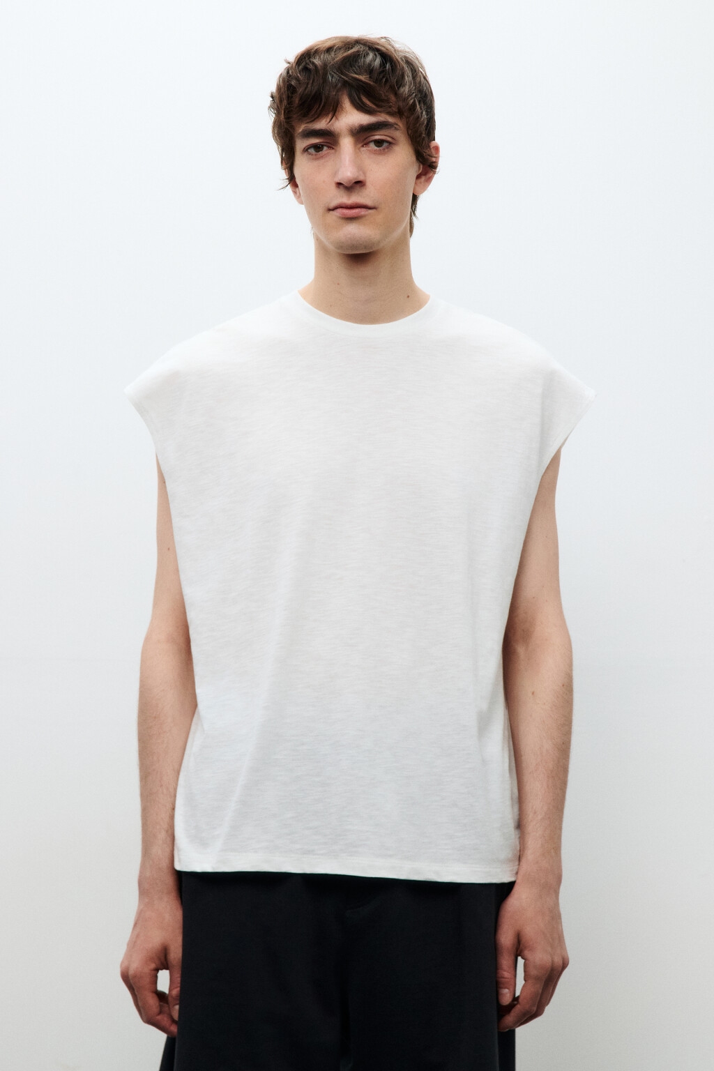 Футболка хлопковая без рукавов - цвет белый - 3