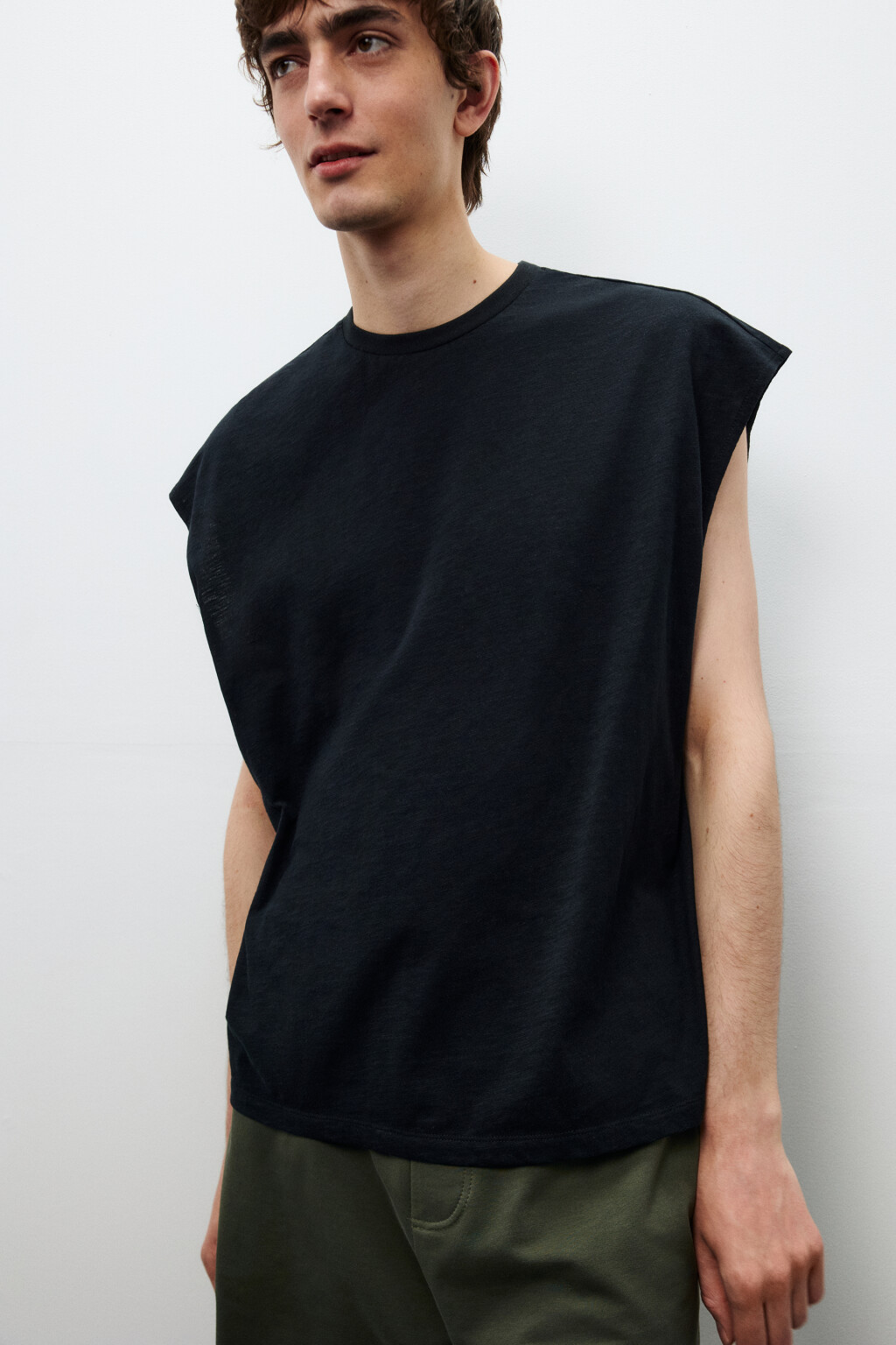 Футболка хлопковая без рукавов - цвет черный - 1