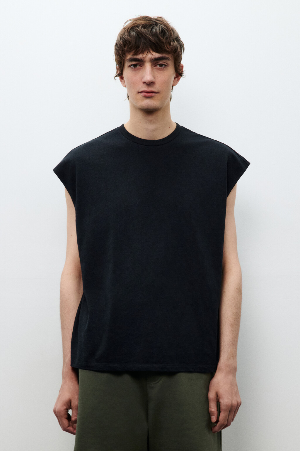 Футболка хлопковая без рукавов - цвет черный - 2