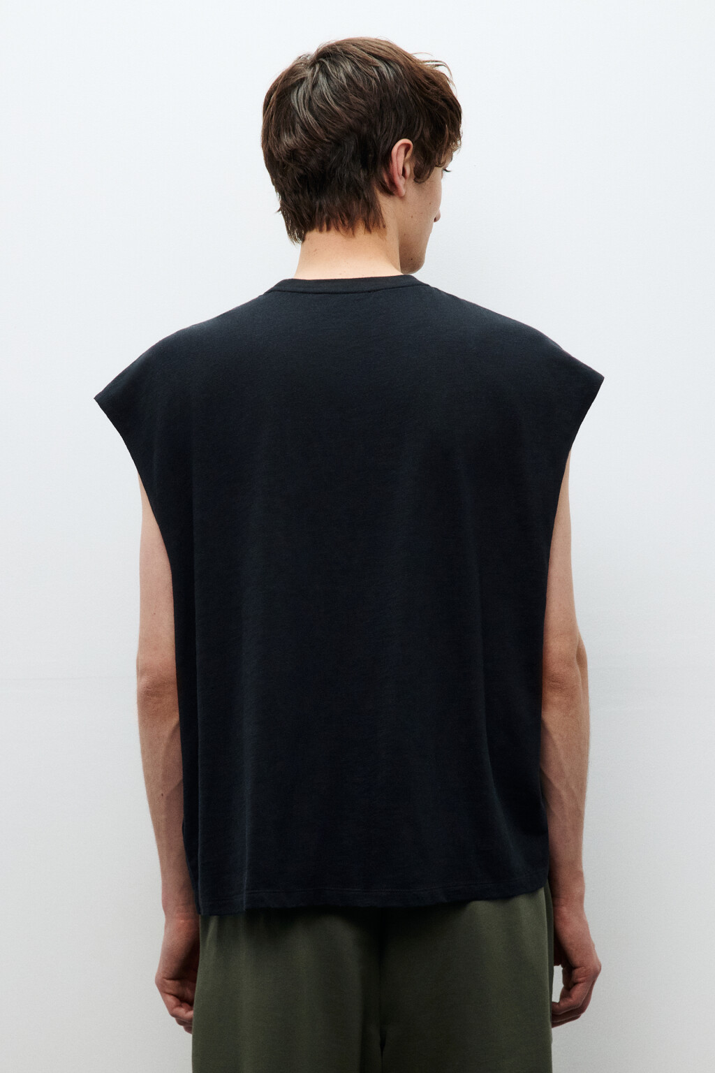 Футболка хлопковая без рукавов - цвет черный - 3