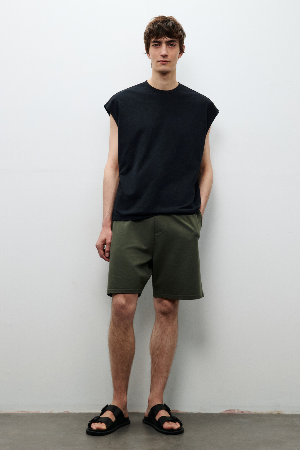 Футболка хлопковая без рукавов - цвет черный - 4