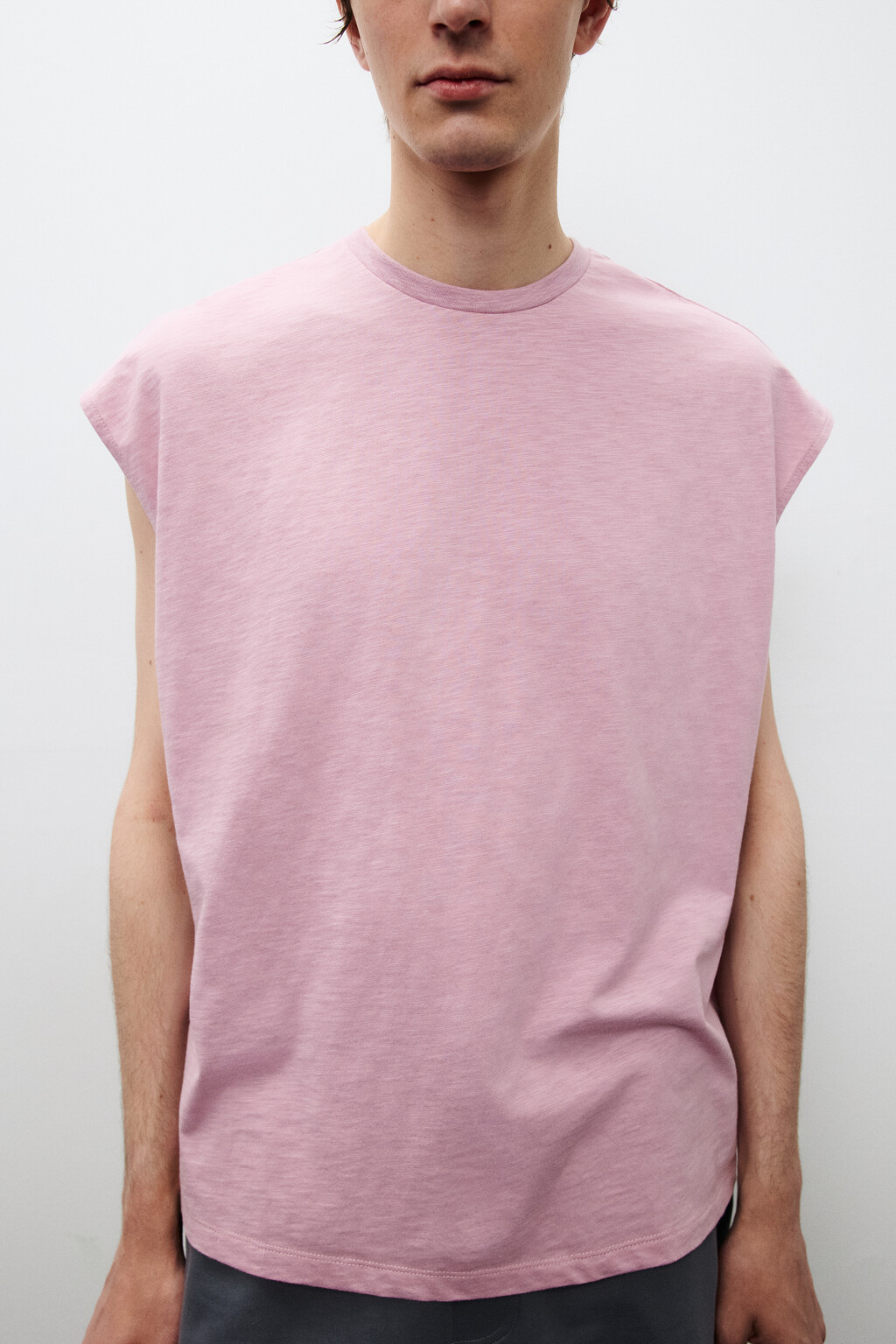 Футболка хлопковая без рукавов - цвет розовый - 1