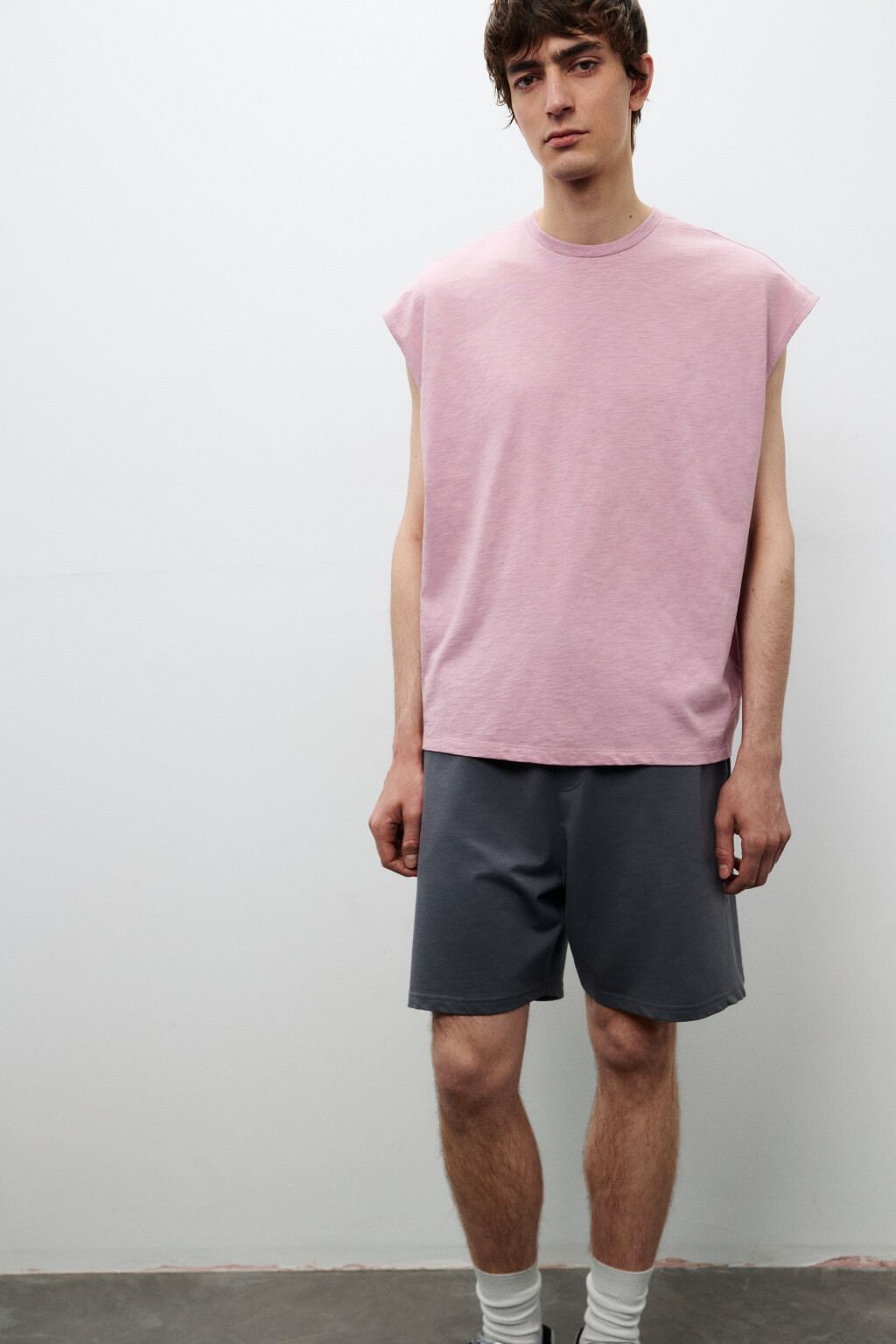 Футболка хлопковая без рукавов - цвет розовый - 2