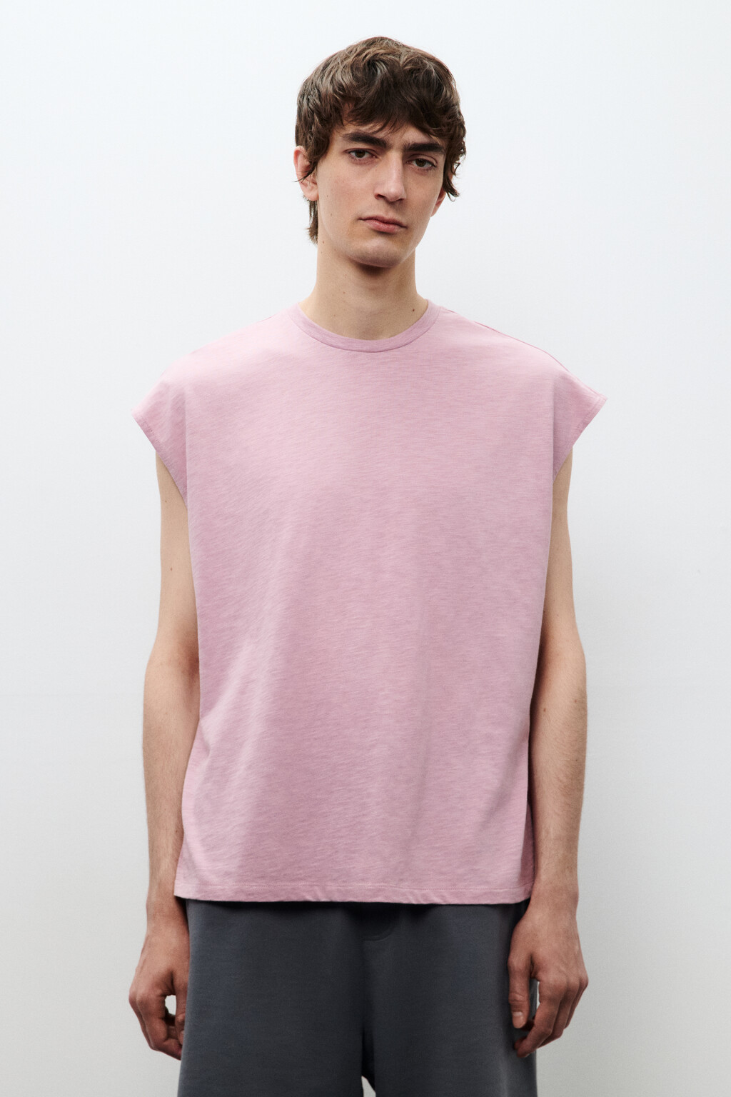 Футболка хлопковая без рукавов - цвет розовый - 3