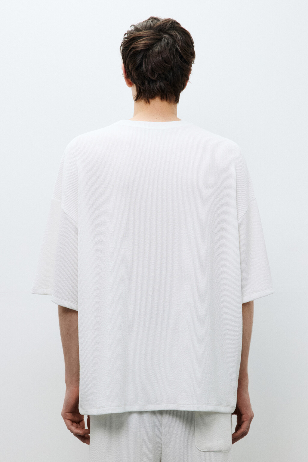 Футболка свободная в рубчик - цвет белый - 3