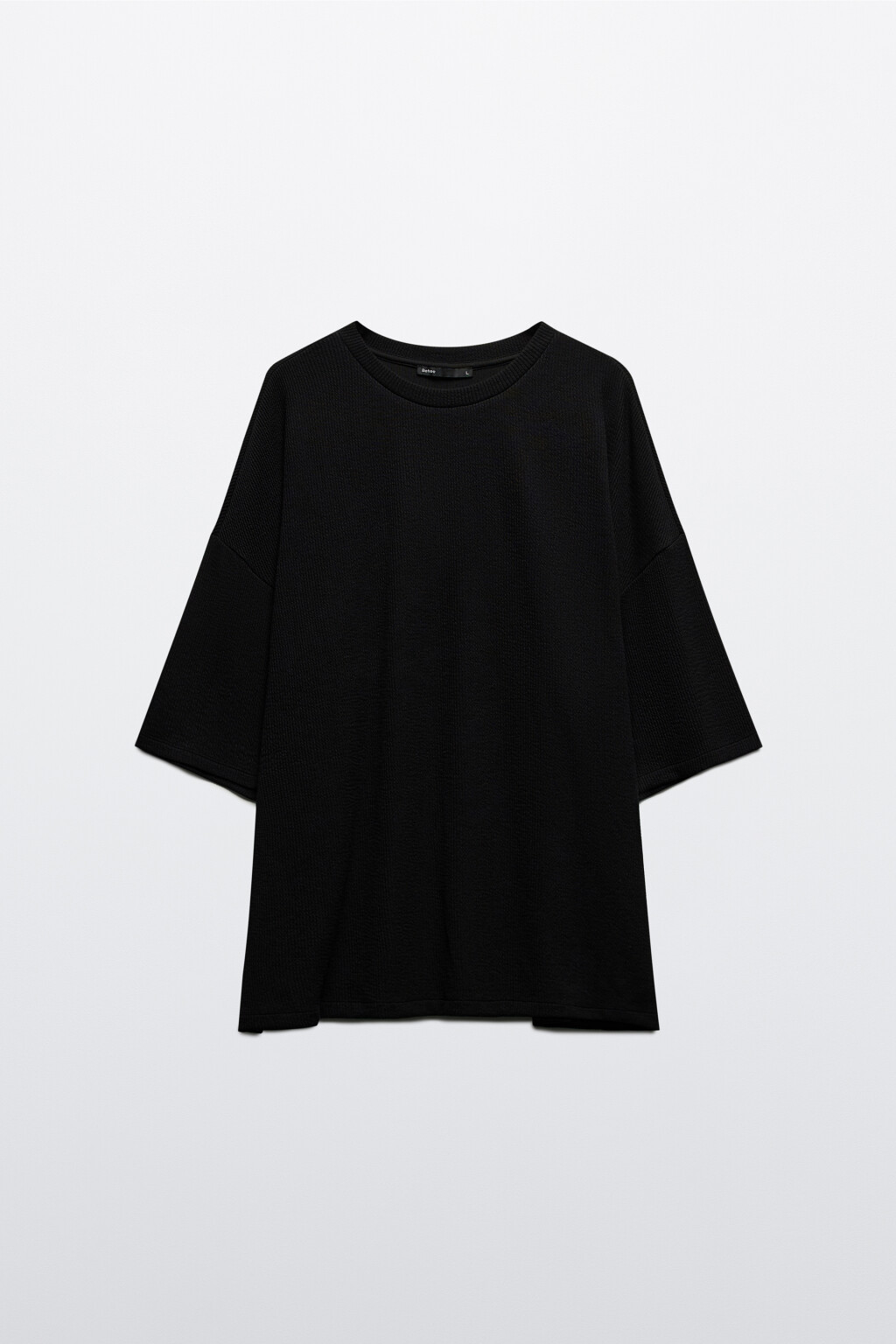 Футболка свободная в рубчик - цвет черный - 7