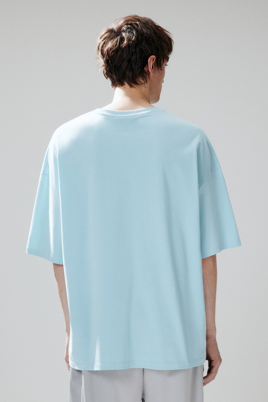 Футболка хлопковая с принтом-надписью - цвет голубой - 4