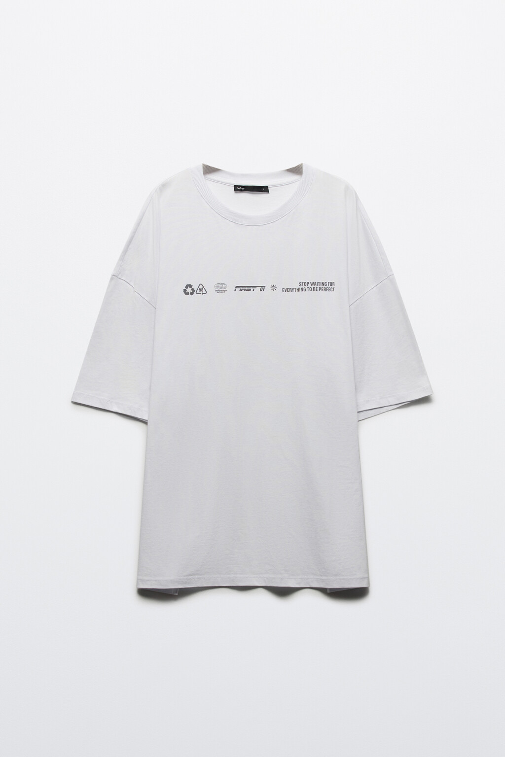 Футболка хлопковая с принтом-надписью - цвет белый - 7