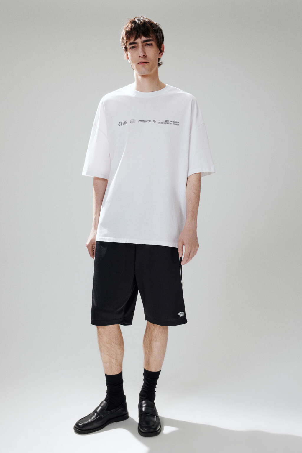 Футболка хлопковая с принтом-надписью - цвет белый - 4