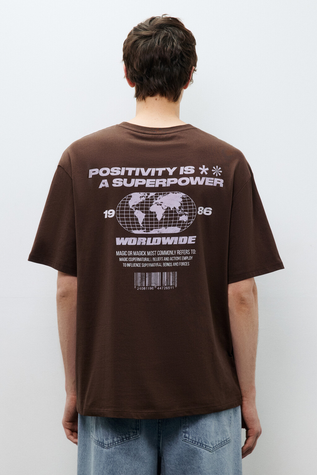 Футболка хлопковая с принтом - цвет коричневый - 3
