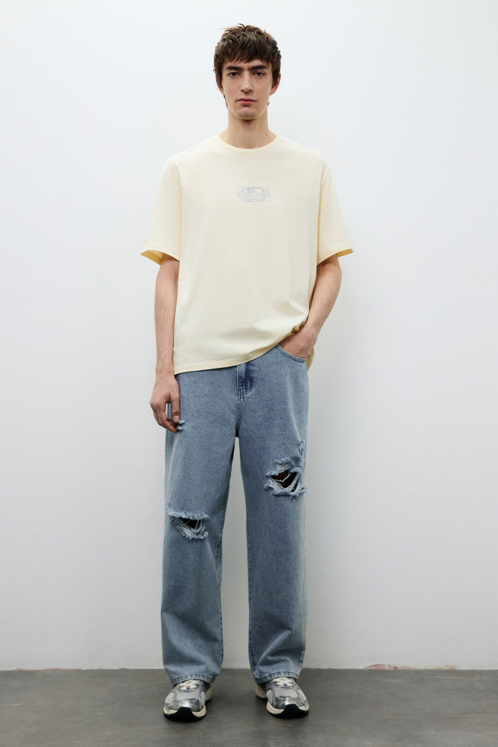 Футболка хлопковая с принтом - цвет бежевый - 5