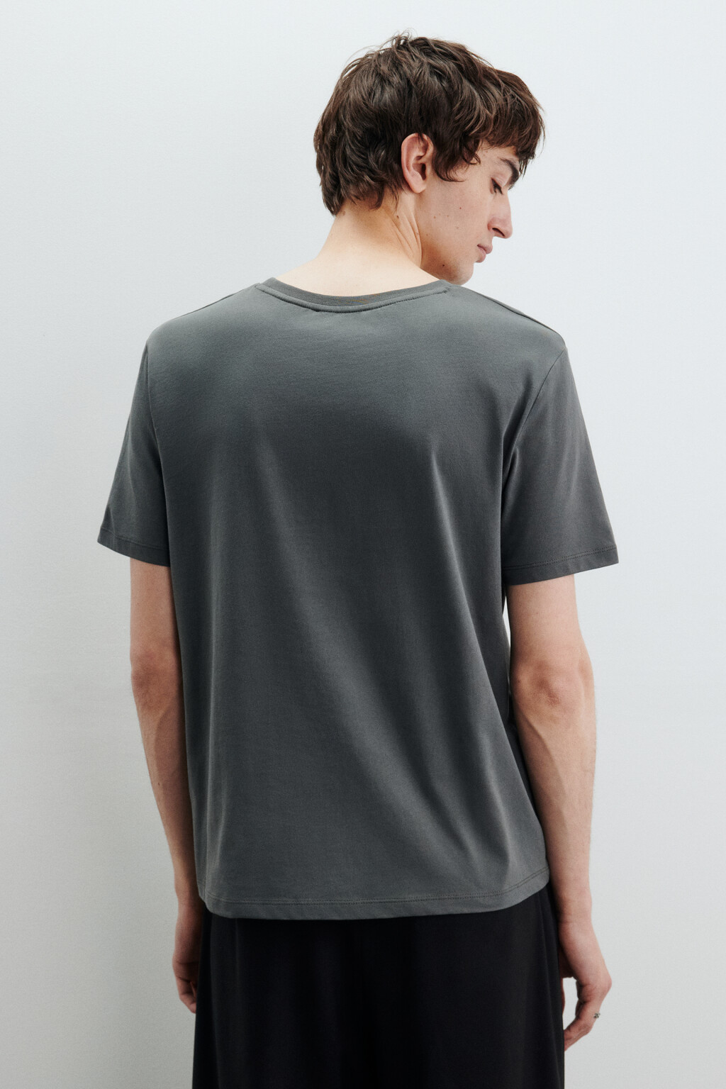 Футболка хлопковая с принтом - цвет серый - 4