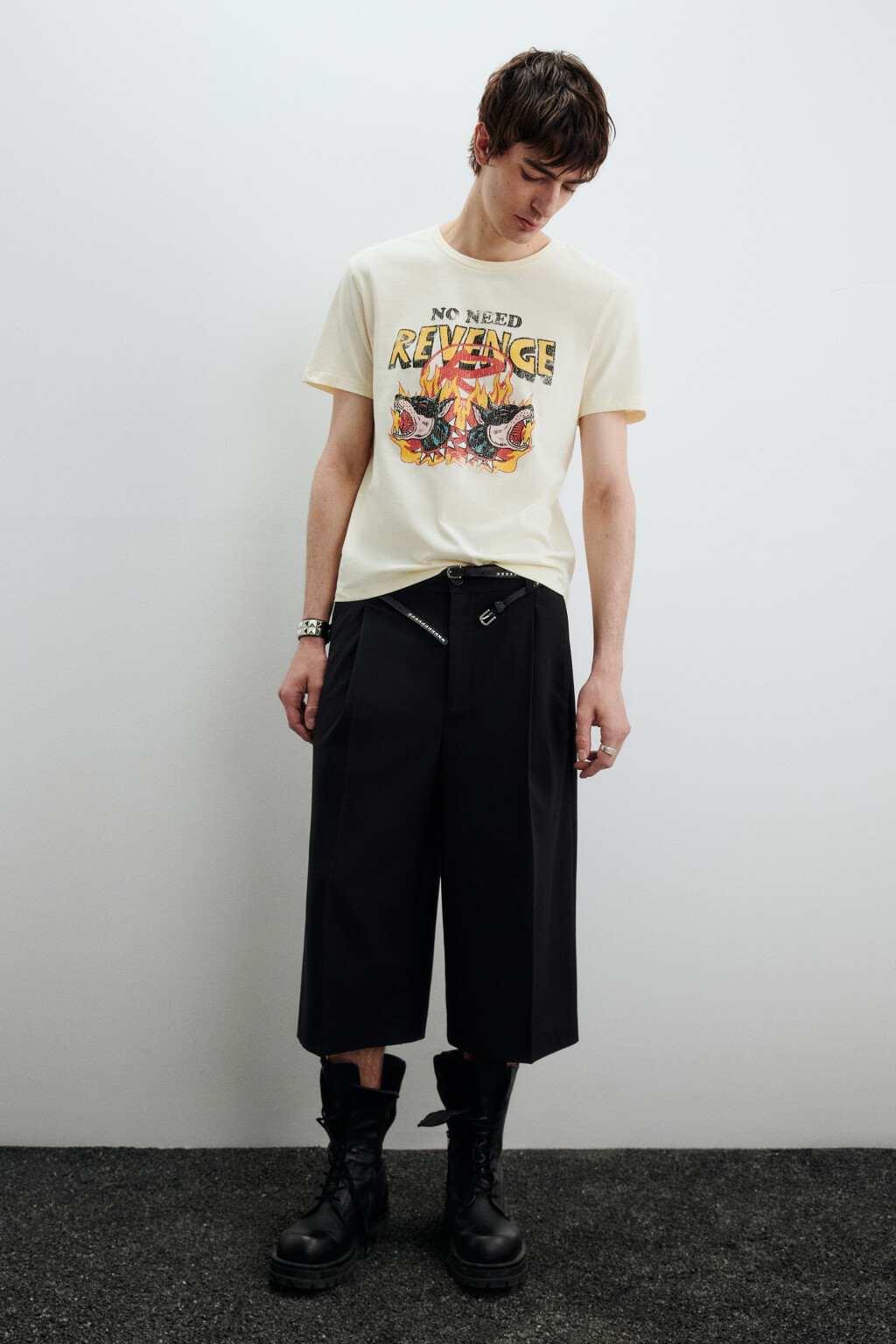 Футболка хлопковая с принтом - цвет бежевый - 6