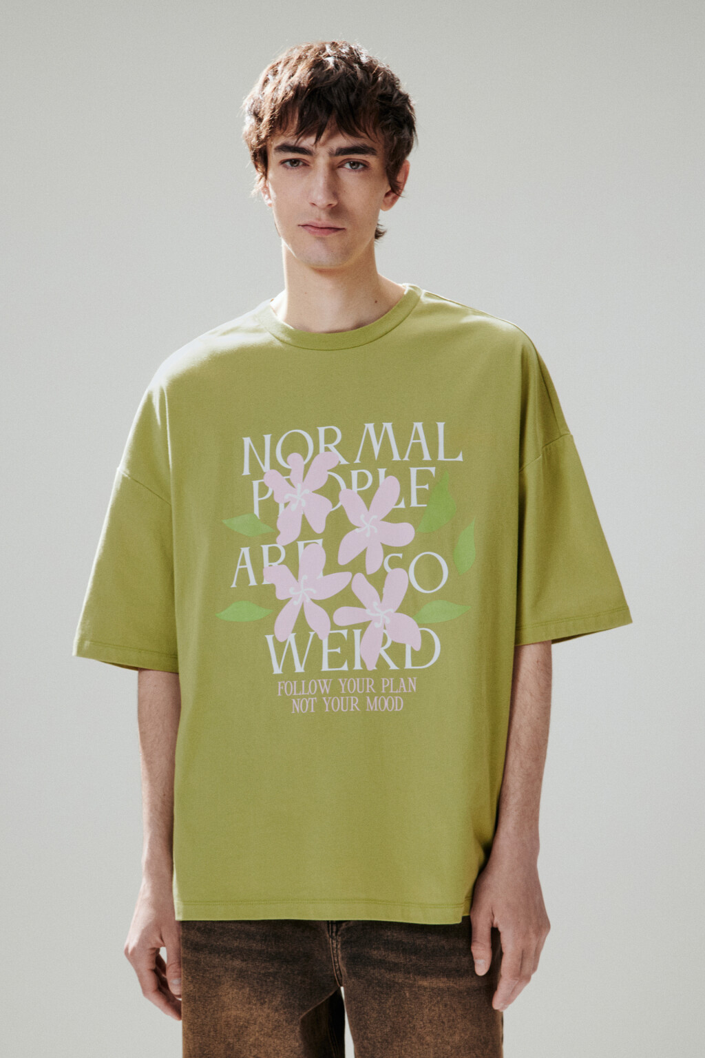 Футболка хлопковая с принтом - цвет зеленый - 2