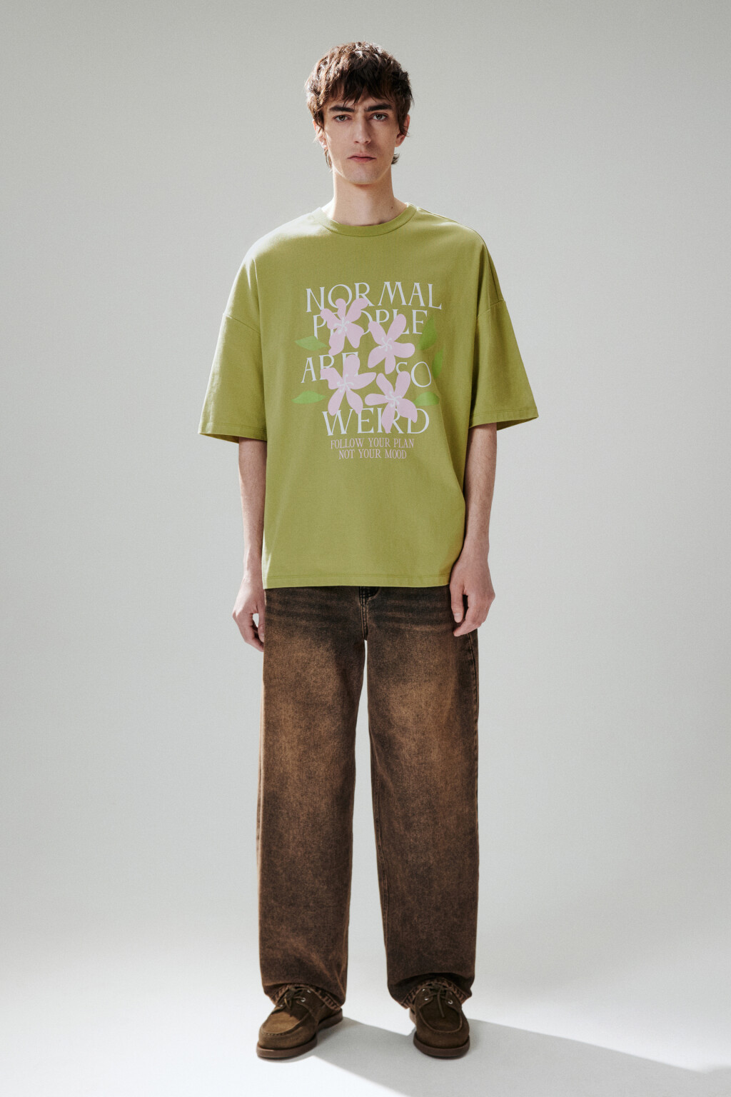 Футболка хлопковая с принтом - цвет зеленый - 4