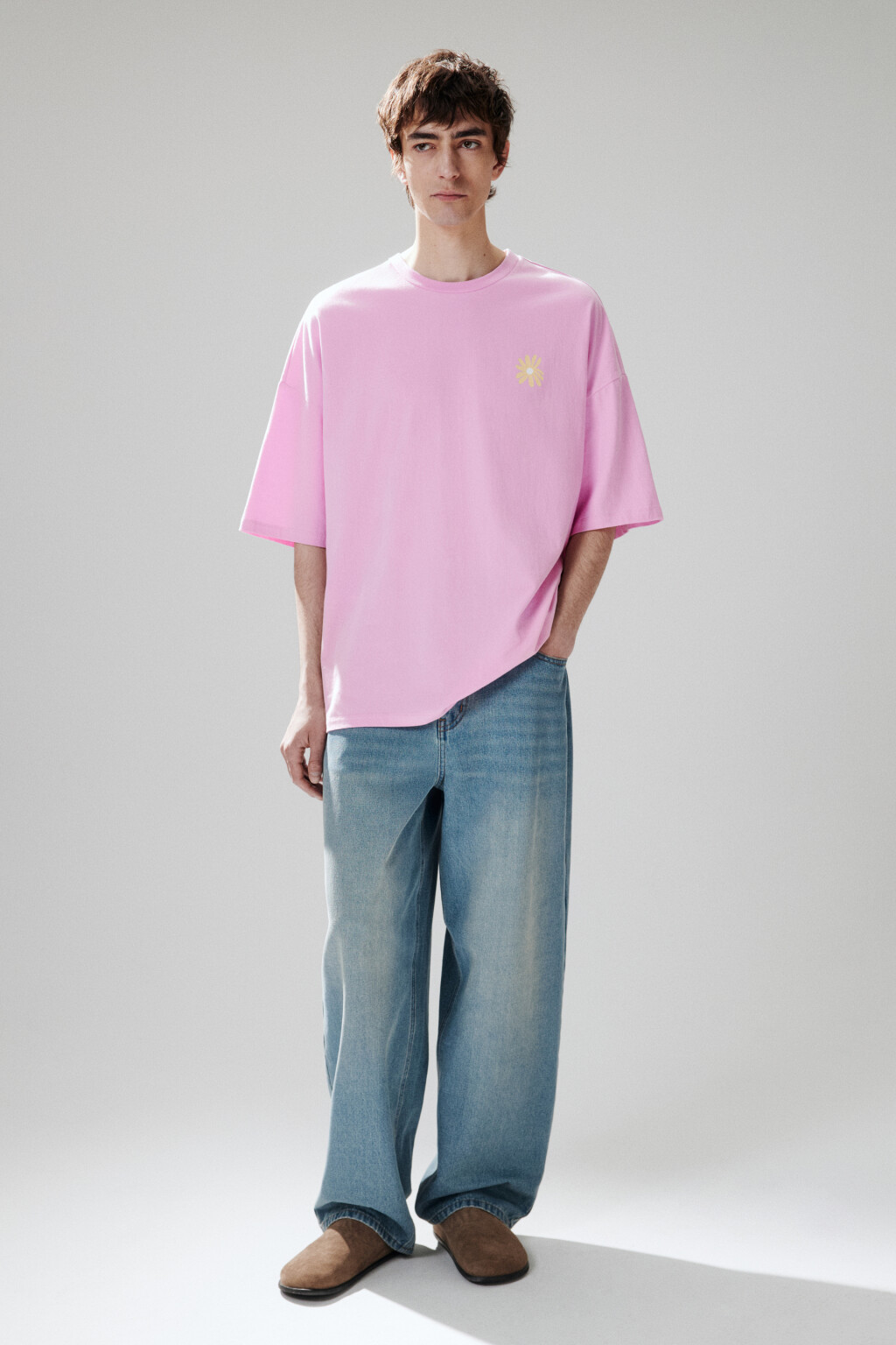 Футболка хлопковая с принтом - цвет розовый - 4