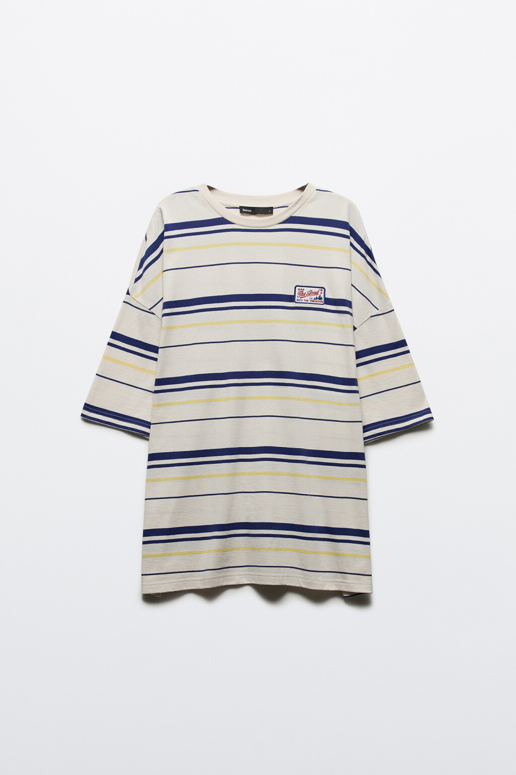 Футболка в полоску с нашивкой - цвет белый - 8