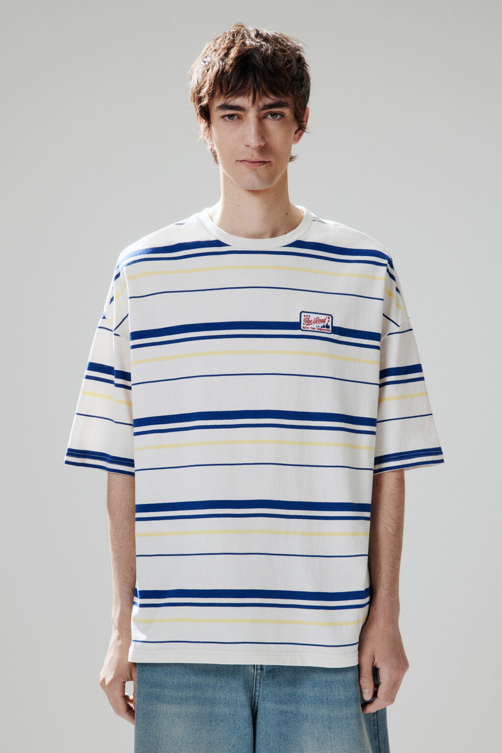 Футболка в полоску с нашивкой - цвет белый - 3