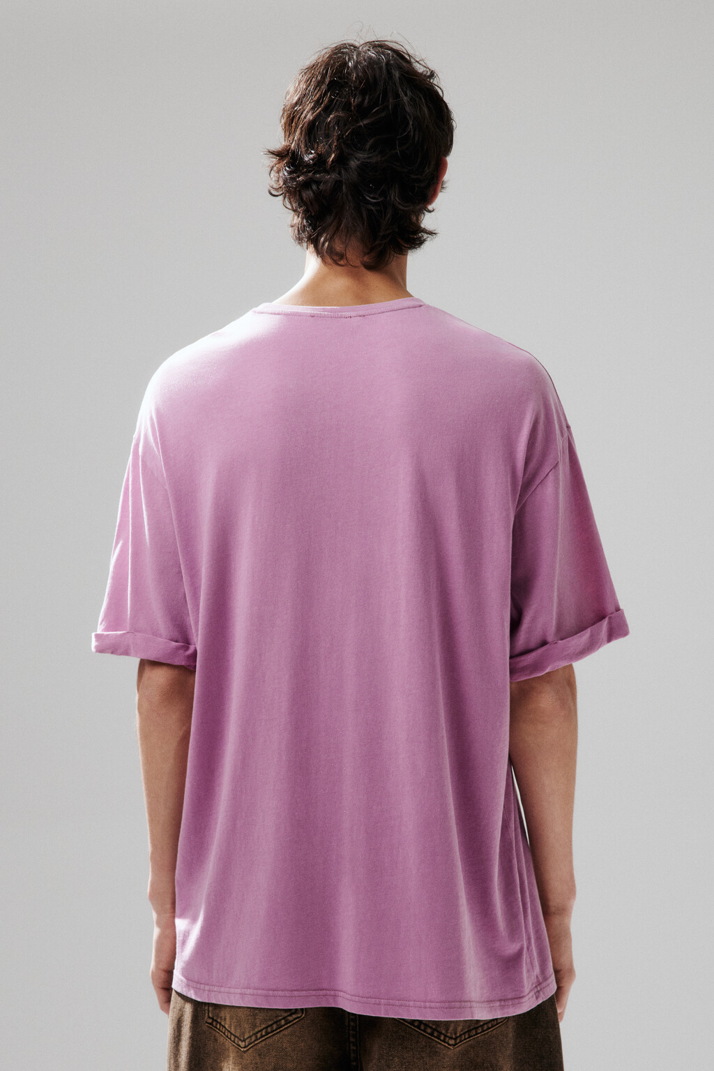 Футболка хлопковая с вареным эффектом - цвет розовый - 3