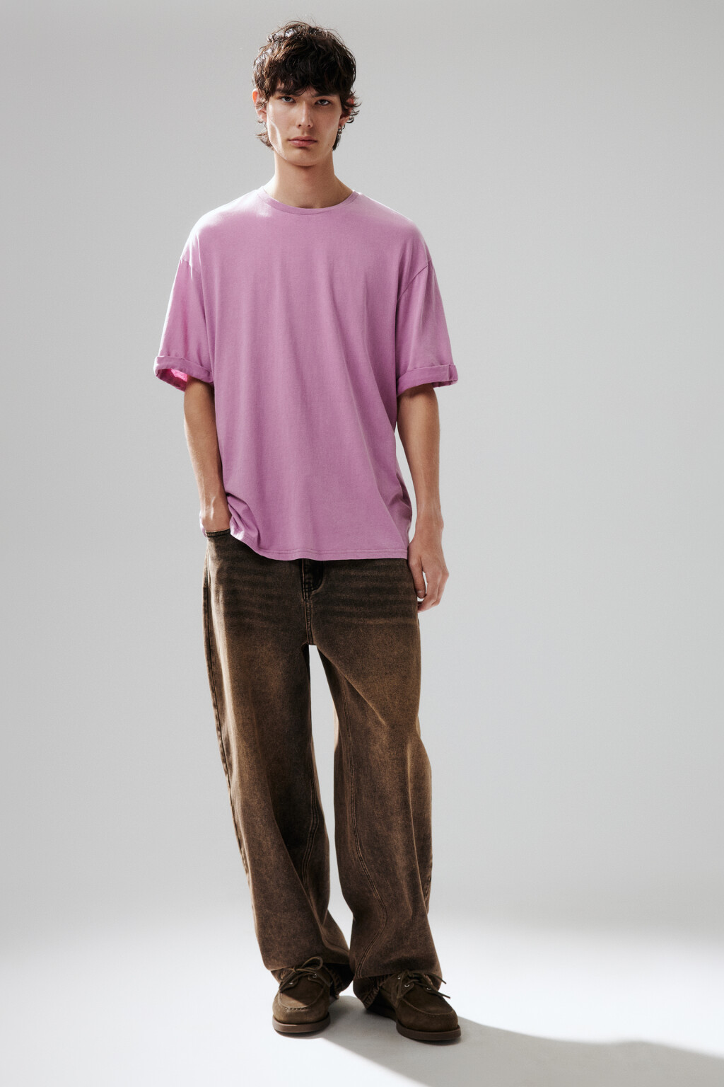 Футболка хлопковая с вареным эффектом - цвет розовый - 4