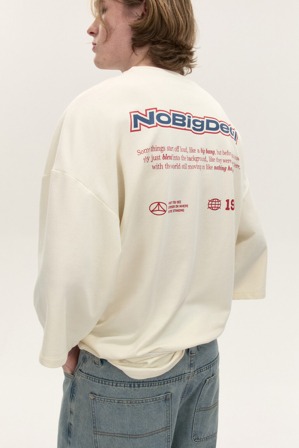 Футболка oversize с принтом - цвет белый - 2