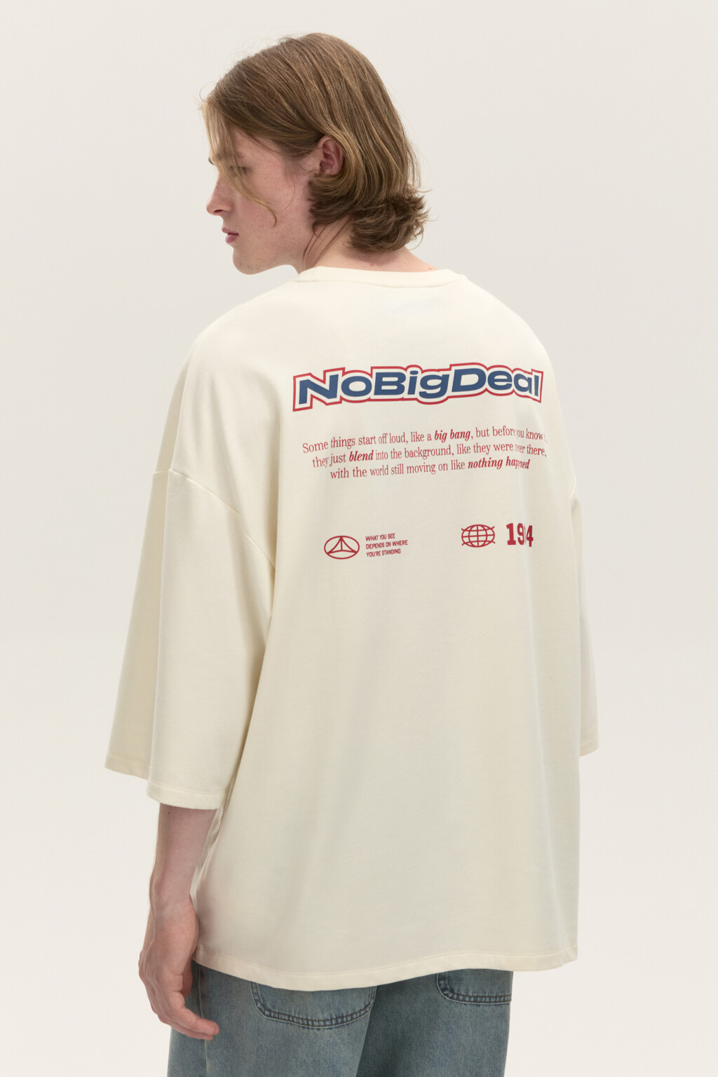 Футболка oversize с принтом - цвет белый - 4