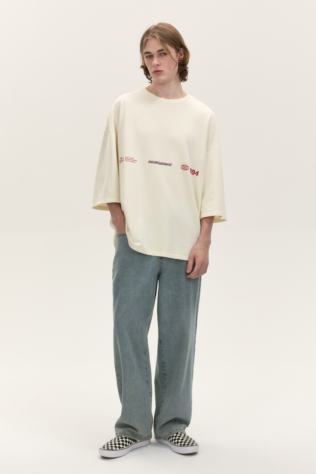 Футболка oversize с принтом - цвет белый - 5