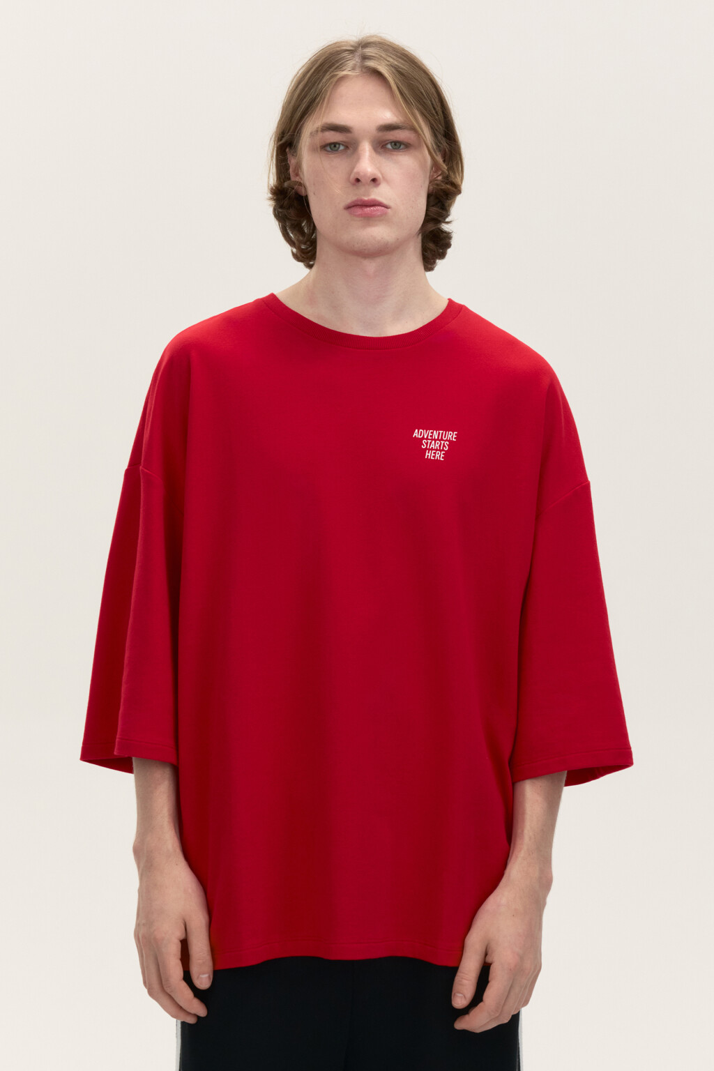 Футболка oversize с принтом - цвет красный - 2