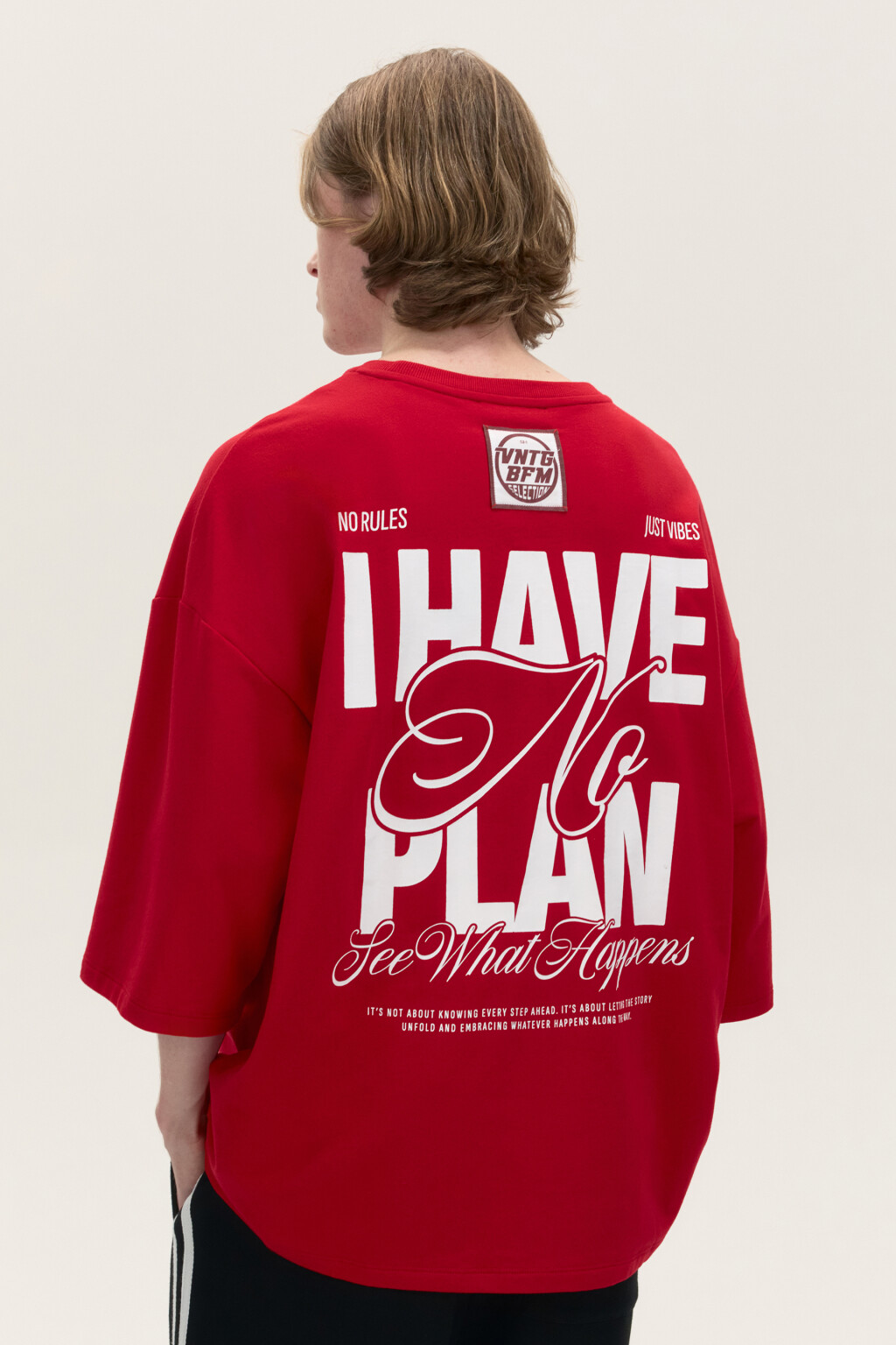 Футболка oversize с принтом - цвет красный - 3