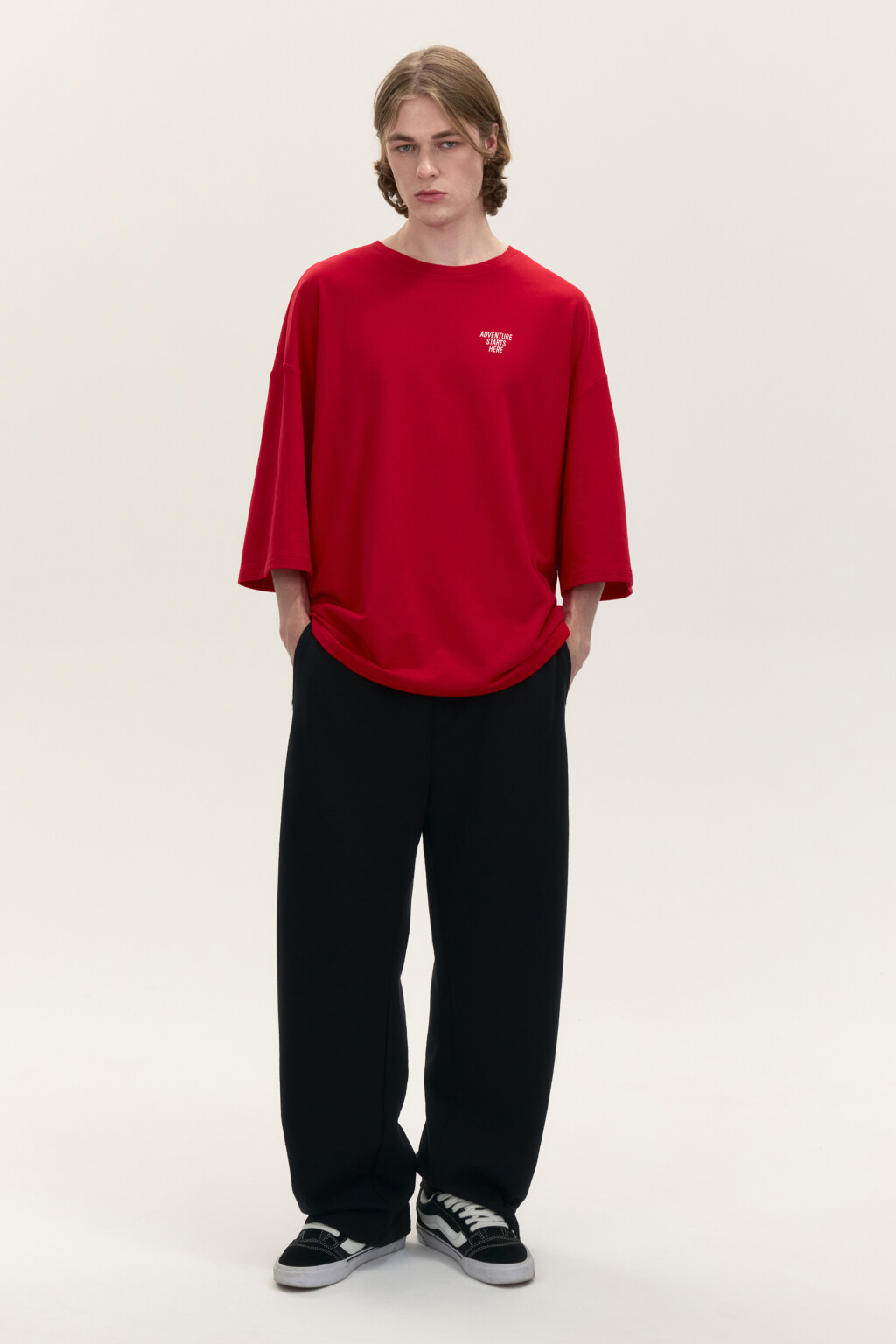 Футболка oversize с принтом - цвет красный - 4