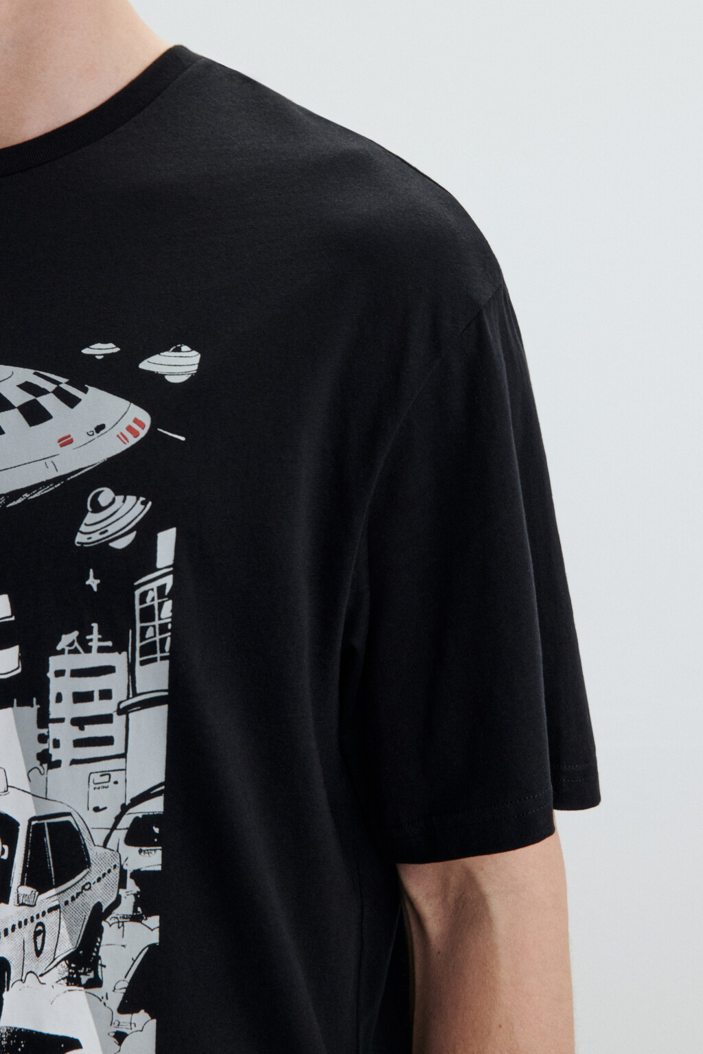 Футболка хлопковая с принтом - цвет черный - 7