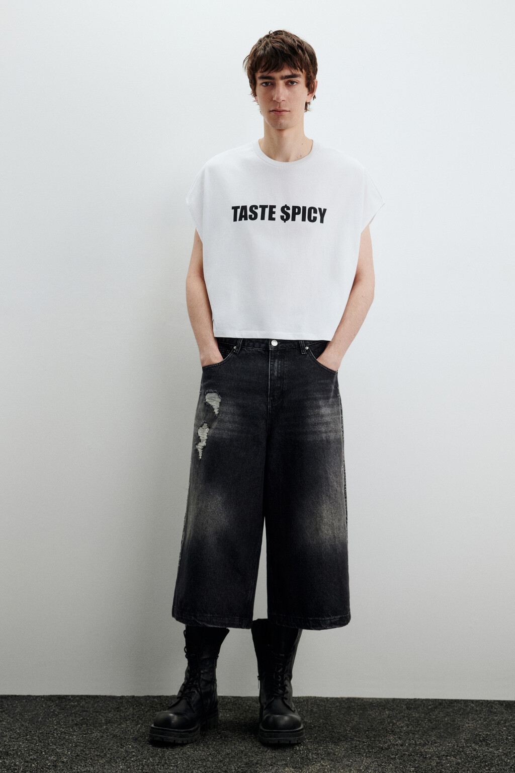 Футболка укороченная без рукавов - цвет белый - 6