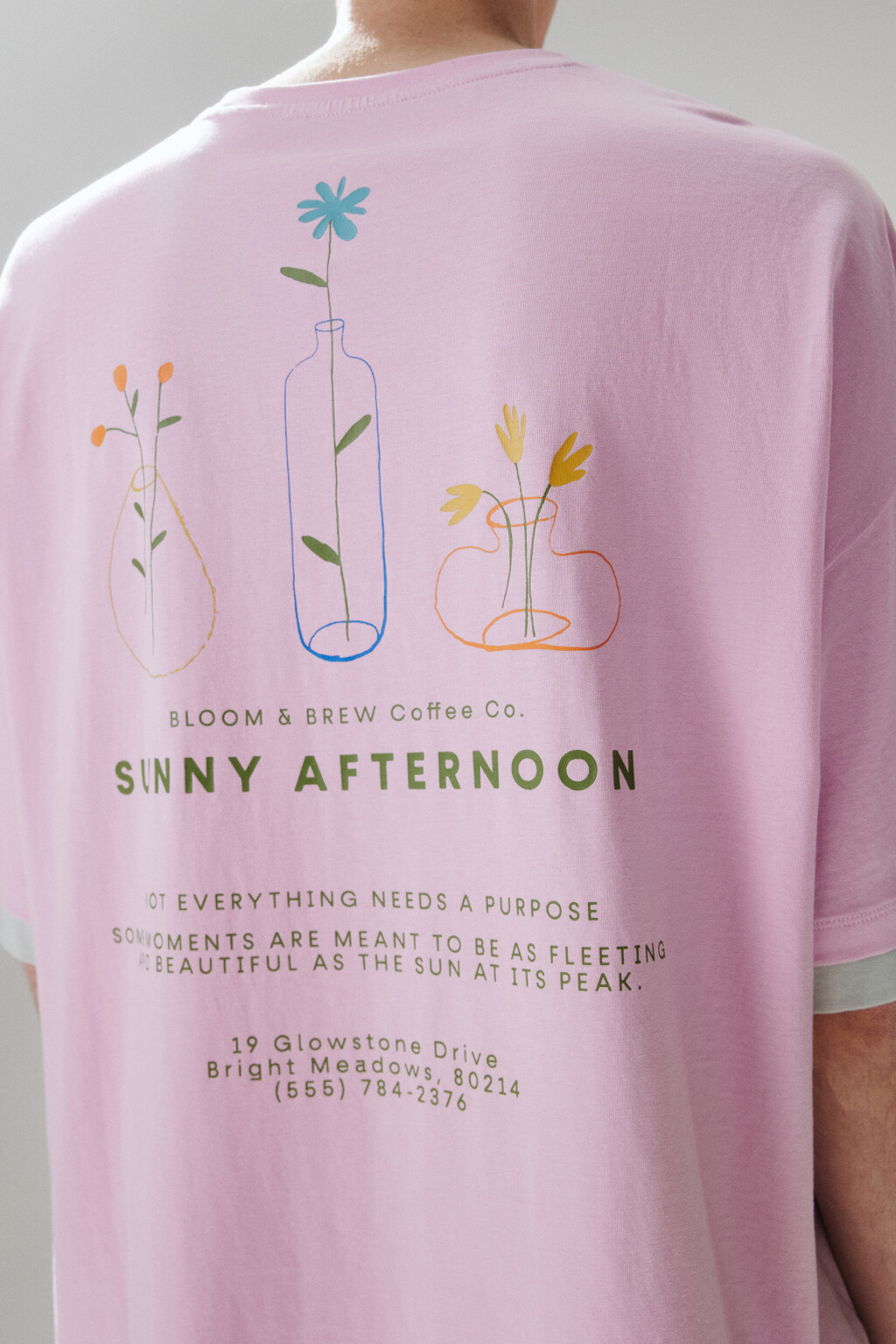 Футболка с принтом и имитацией второго слоя - цвет розовый - 5