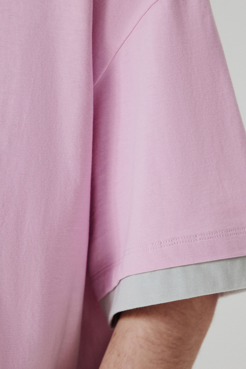 Футболка с принтом и имитацией второго слоя - цвет розовый - 6