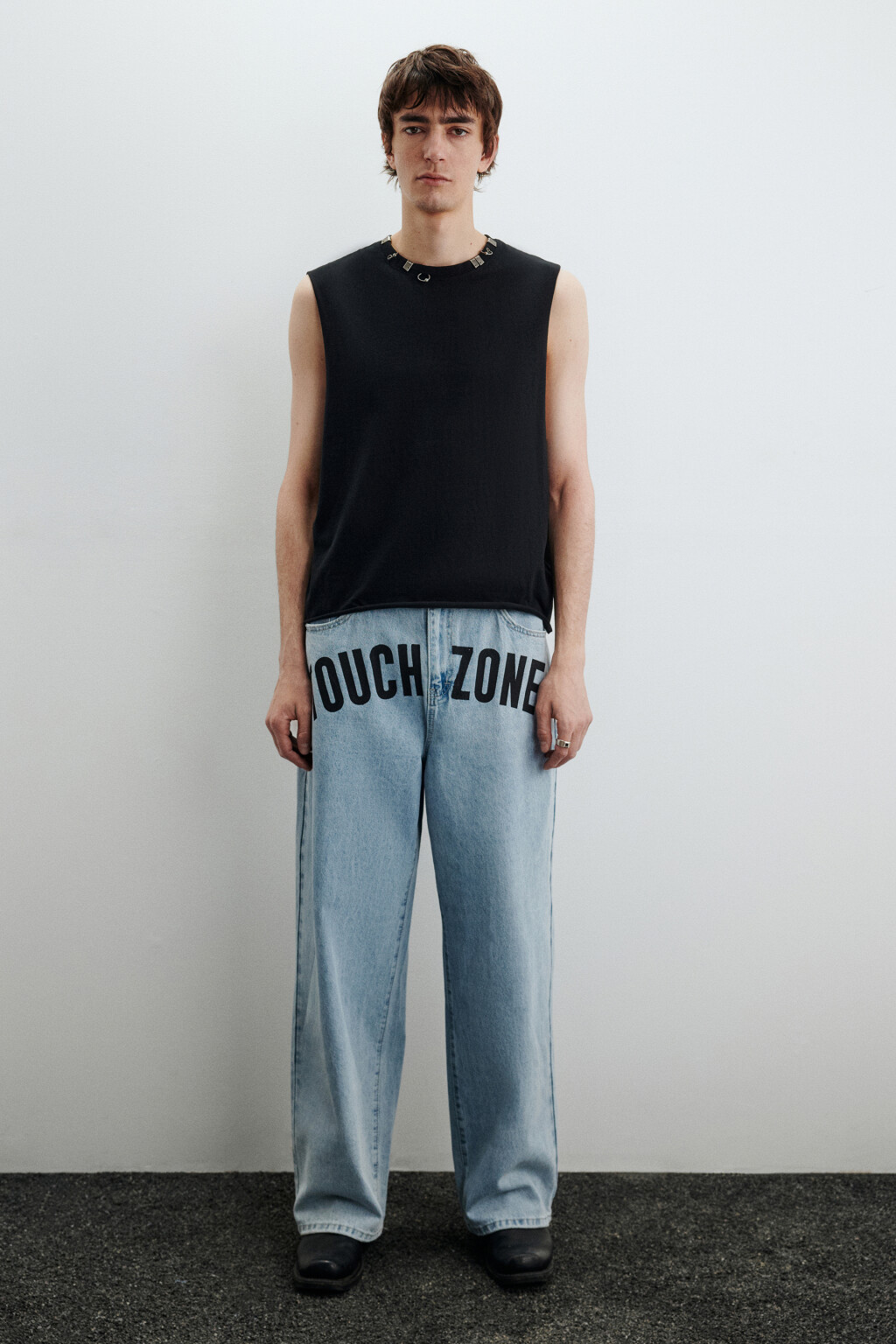 Майка с металлическим пирсингом - цвет черный - 6