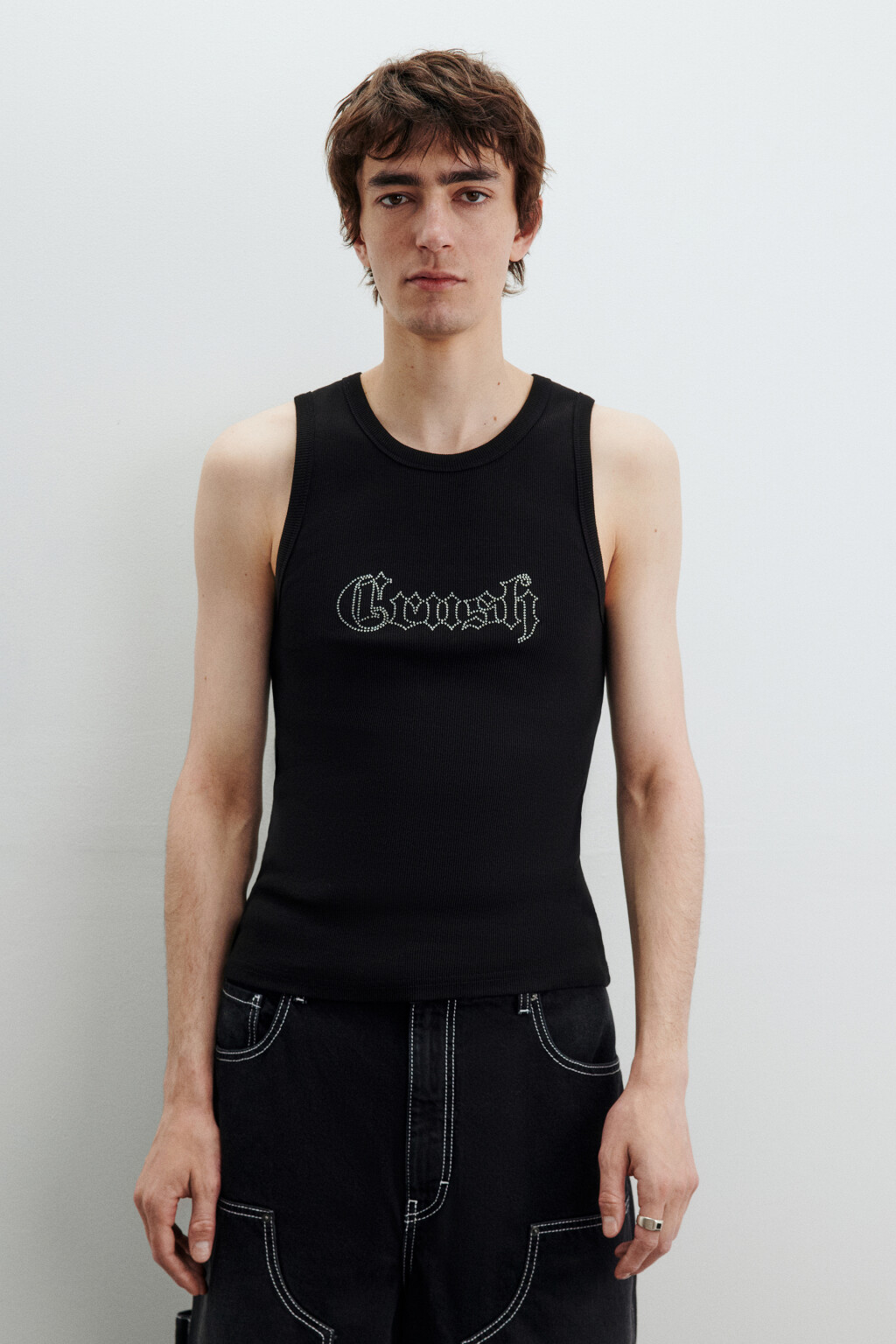 Майка облегающая с надписью - цвет черный - 2