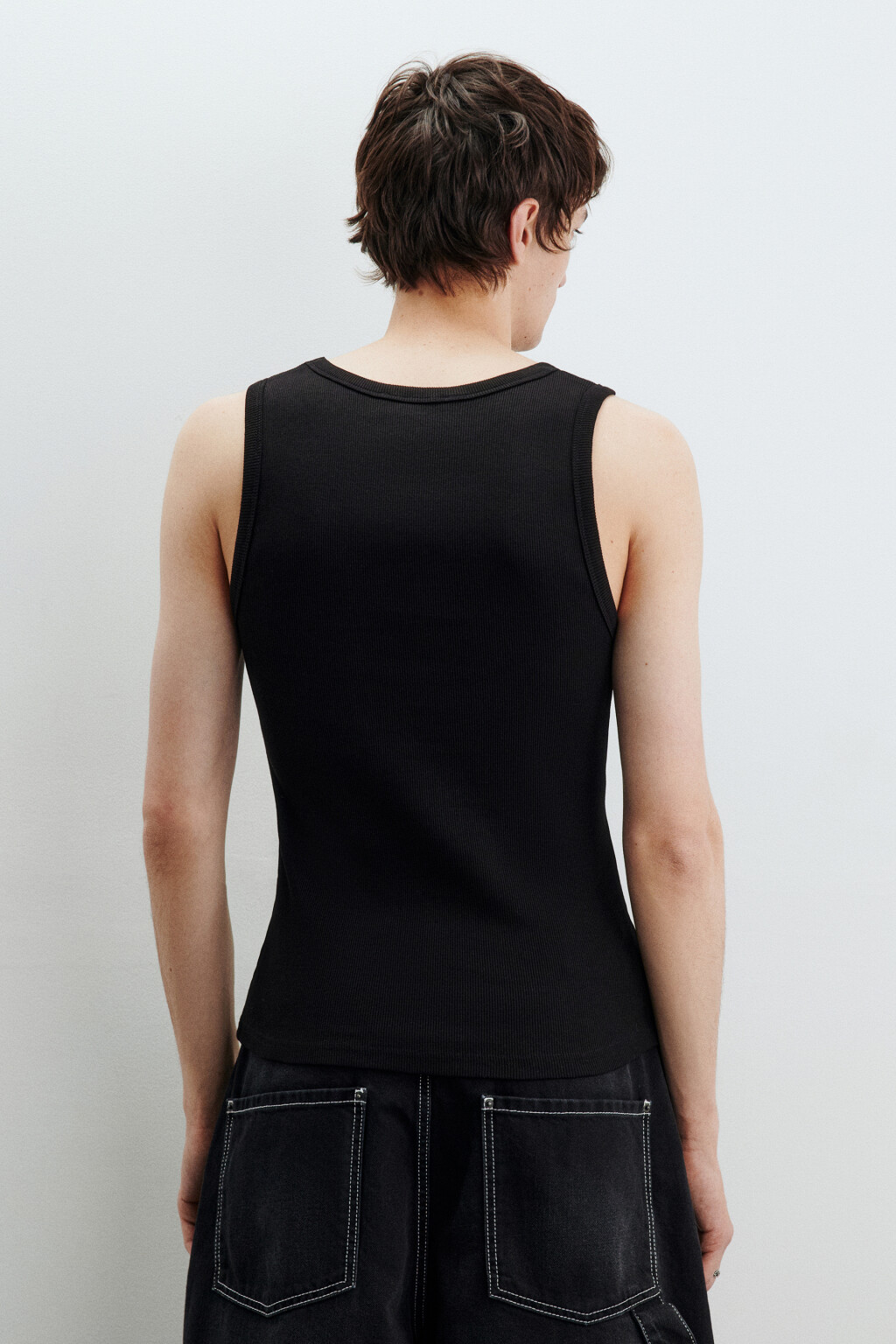 Майка облегающая с надписью - цвет черный - 3