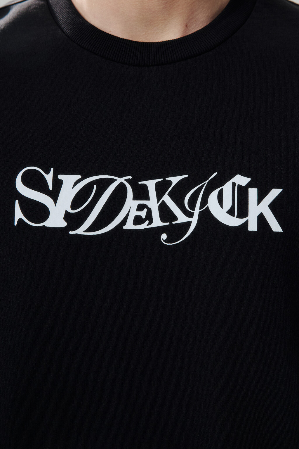 Футболка с принтом-надписью - цвет черный - 6