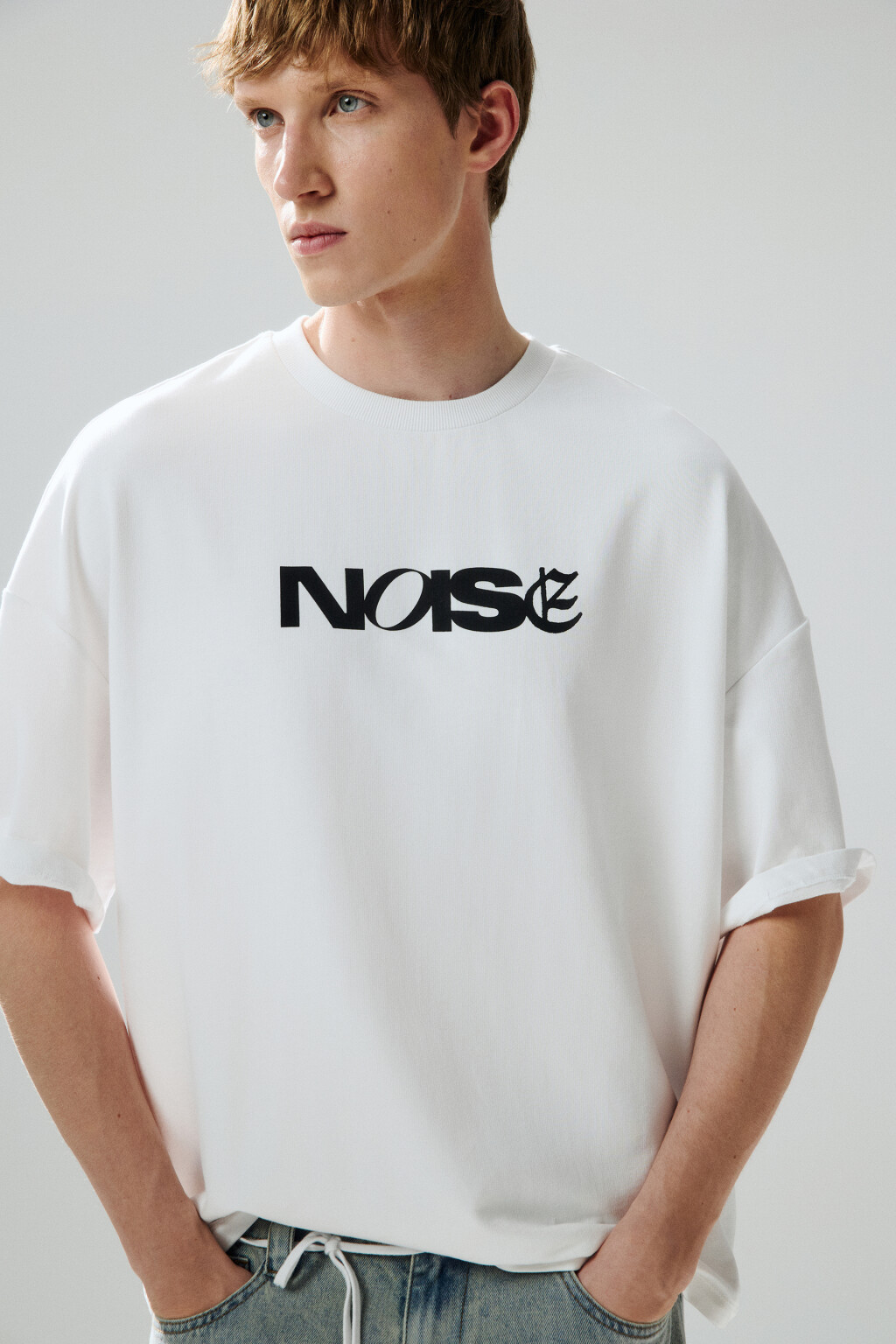 Футболка с принтом-надписью - цвет белый - 1