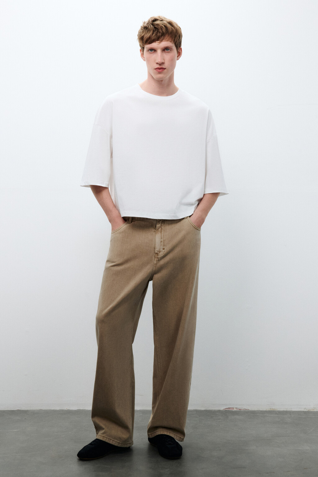 Футболка boxy fit укороченная - цвет белый - 4