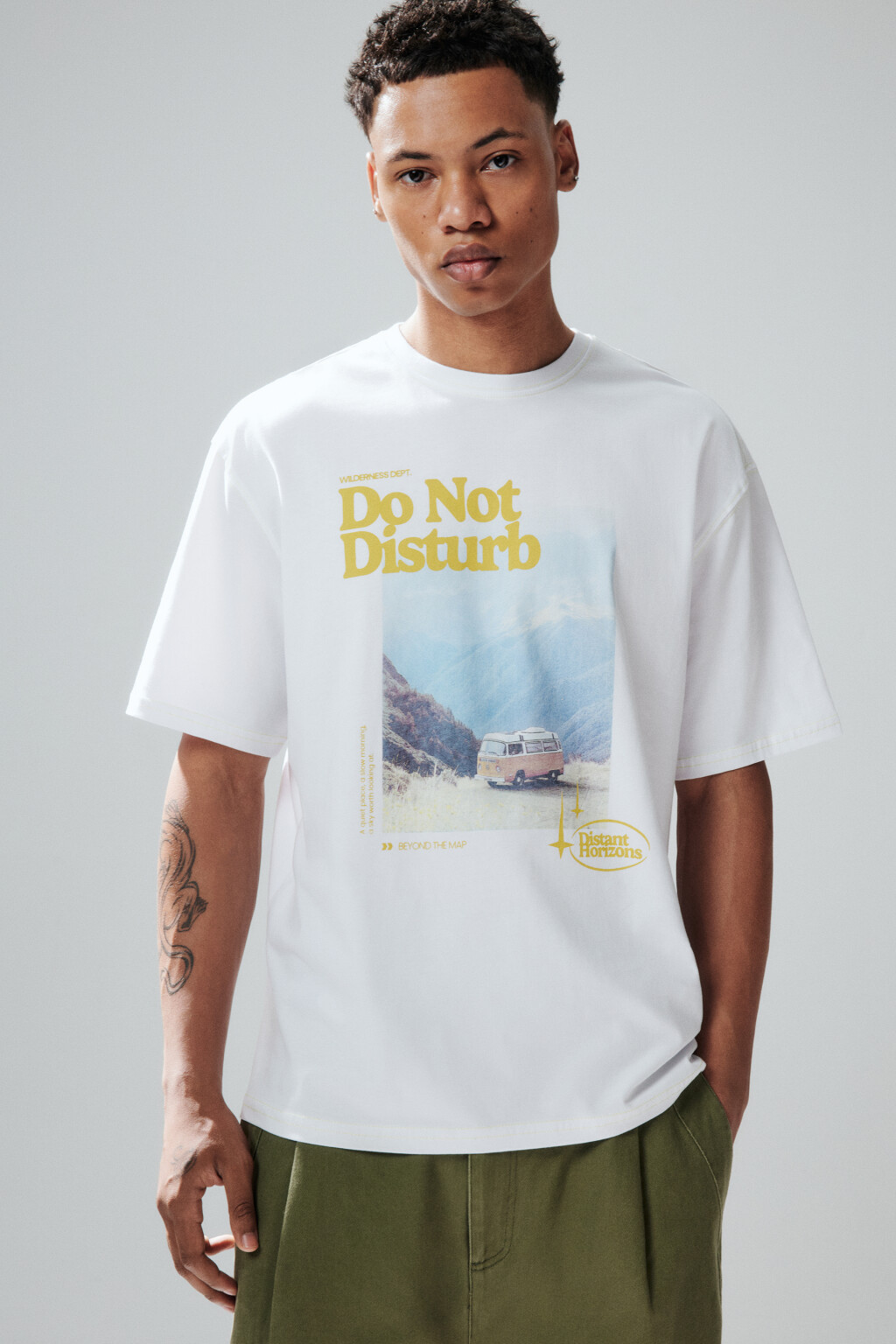 Футболка хлопковая с принтом - цвет белый - 1