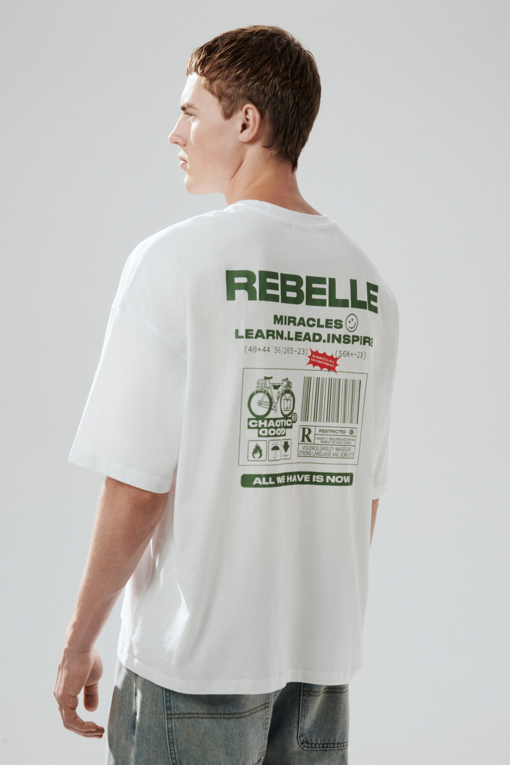 Футболка oversize с принтом - цвет белый - 4