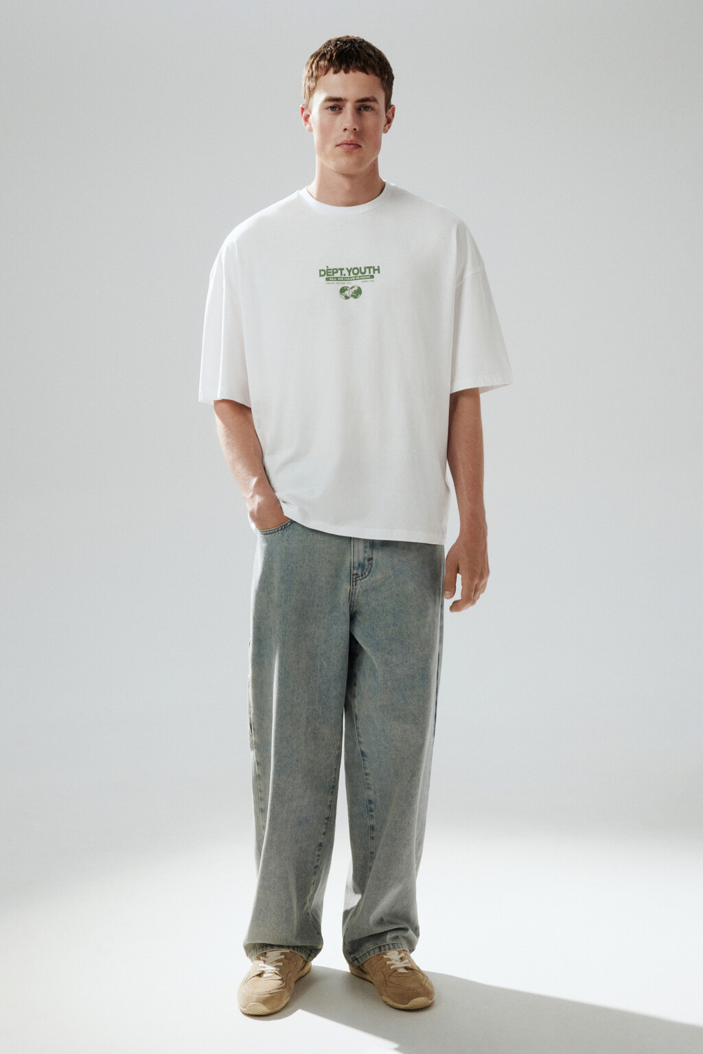 Футболка oversize с принтом - цвет белый - 5