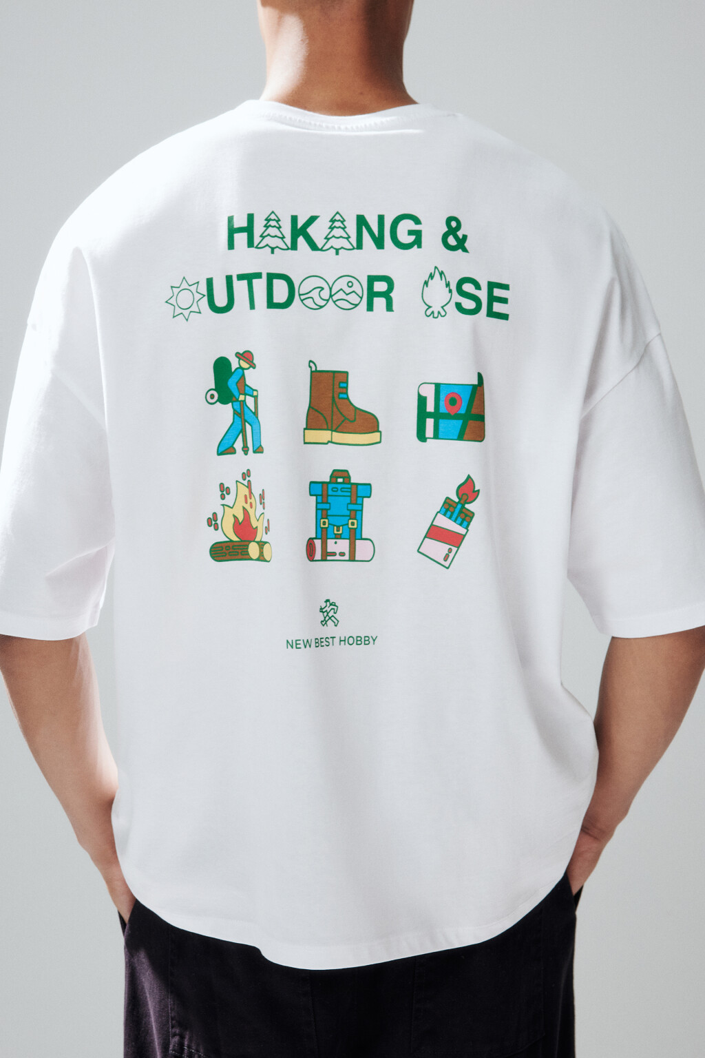 Футболка oversize с принтом - цвет белый - 1